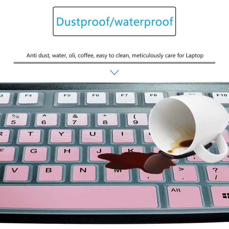 MUBUY-GOL MUBUY Keyboard Cover Skin Protector for Logitech MK120 K120 Wired Keyboard, Protective Skin US Layout - Gradual Pink - Image 4